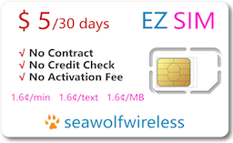 EZ SIM $5/30days Prepaid Phonecard