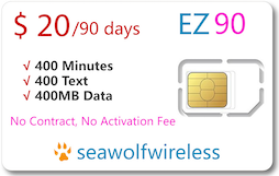 EZ SIM $20/90days Prepaid Phone Card